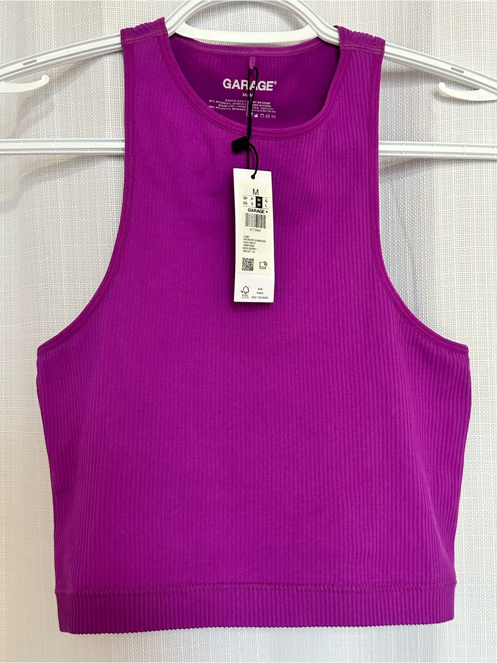 NWT Garage Purple Ribbed Cropped Tank Top